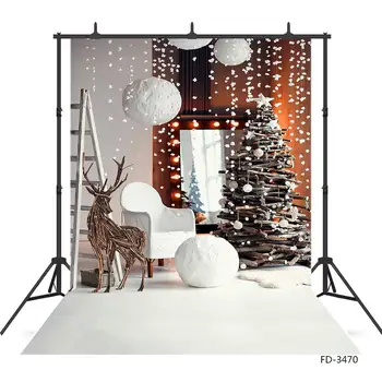 

Wooden Christmas Tree Elk White Decor Photographic Background Vinyl Backdrop for Children Baby Home Studio Photophone Fond Photo