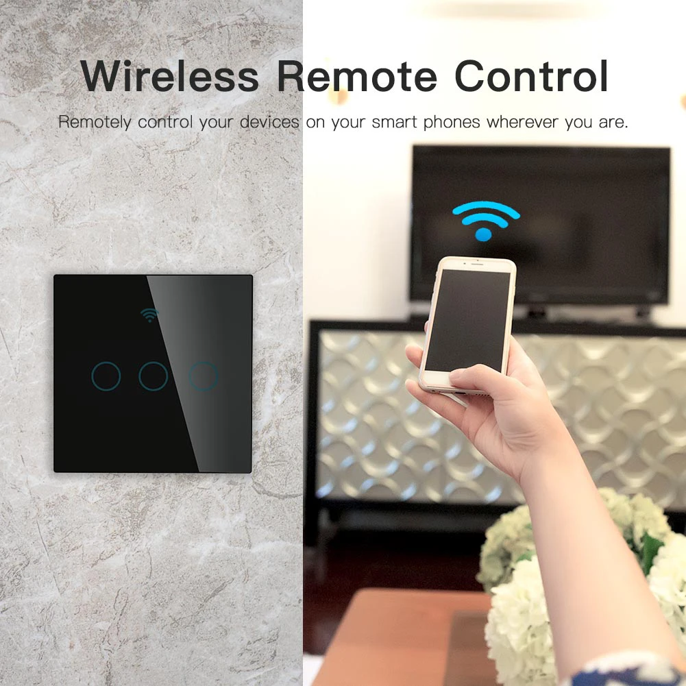  WiFi Smart Wall Switch No Neutral Wire Needed Wireless Smart Life Tuya Remote Control Single Fire W - 4000155389090