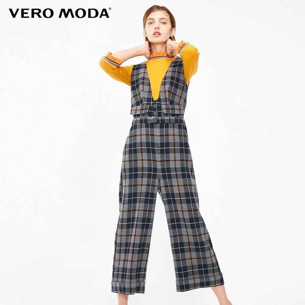 Vero Moda женский клетчатый комбинезон капри на пуговицах | 31919X502