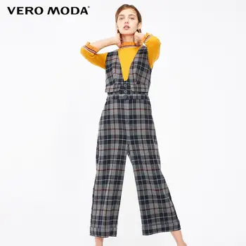 

Vero Moda Women's OL Plaid Buttoned Capri Jumpsuit | 31919X502