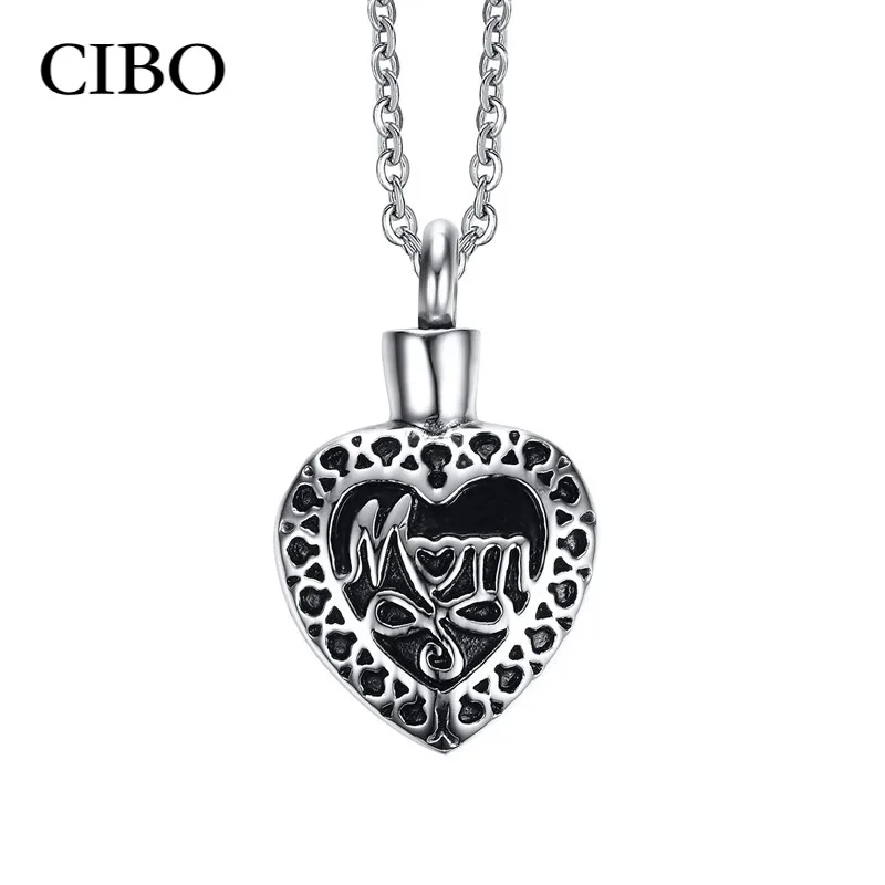 Ожерелье из нержавеющей стали Сердце мемори урна кулон ожерелье в стиле ретро