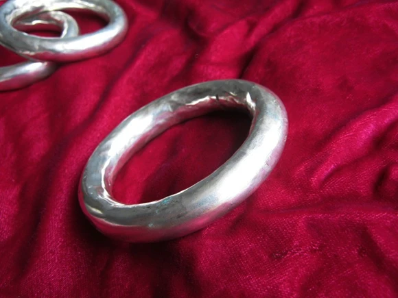 

Handmade Miao silver bracelet exaggerated smooth large hollow Bracelet