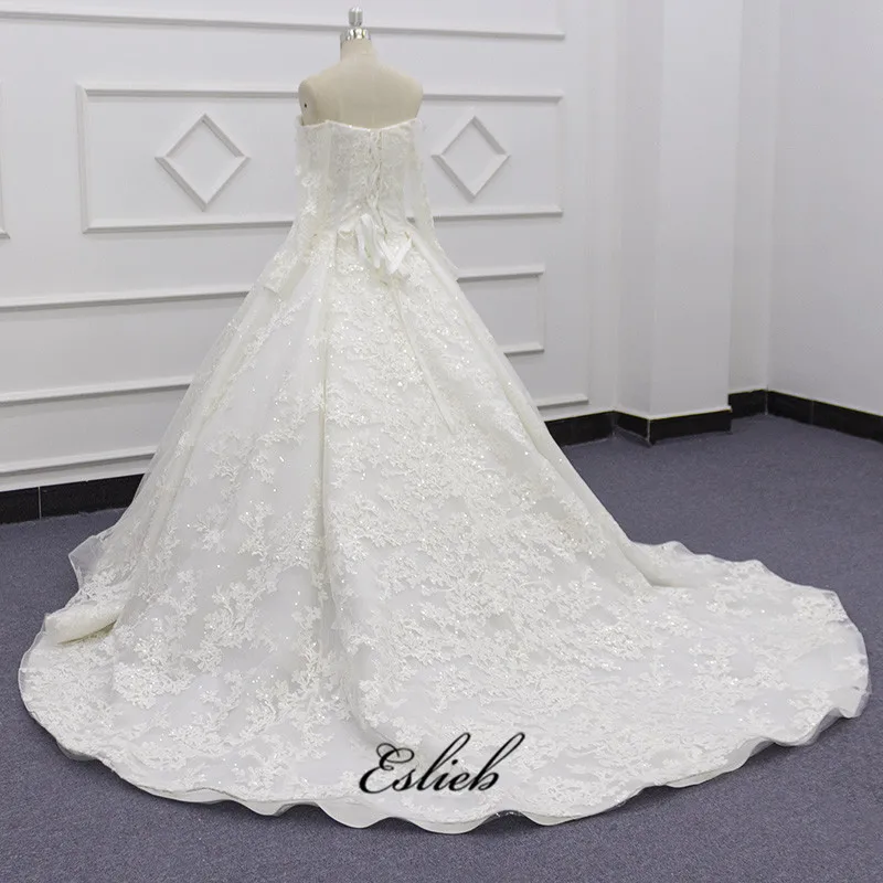 Eslieb высококачественное свадебное платье на заказ кружевное Сзади 3d цветок ручной работы хрустальные свадебные платья невесты платье Китай