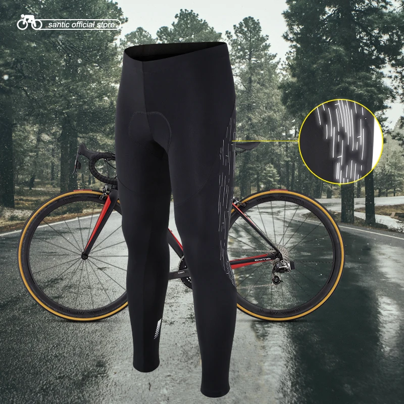 Santic мужские велосипедные длинные штаны с подкладкой, зимние 4D подушечки, светоотражающие тепловые штаны, сохраняющие тепло, велосипедные штаны, азиатские S-3XL, M7C04095