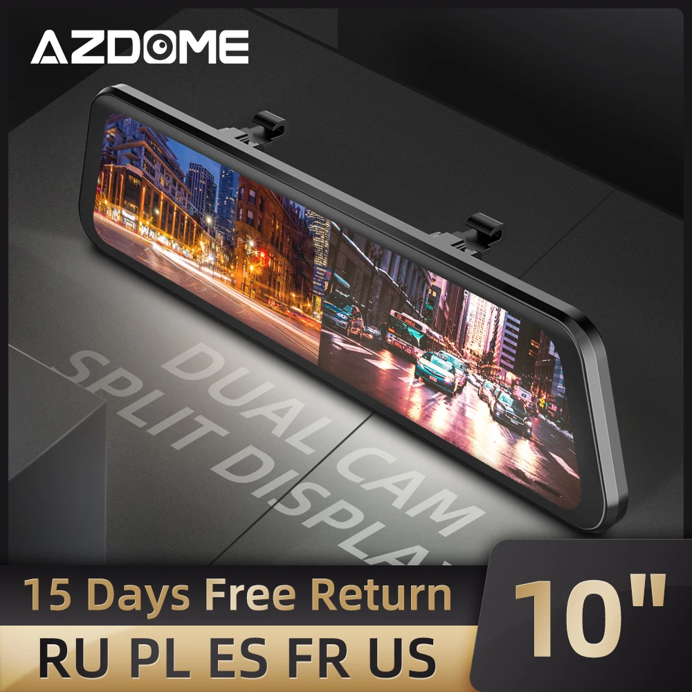 Автомобильный видеорегистратор AZDOME PG12 10 дюймов два объектива GPS ADAS