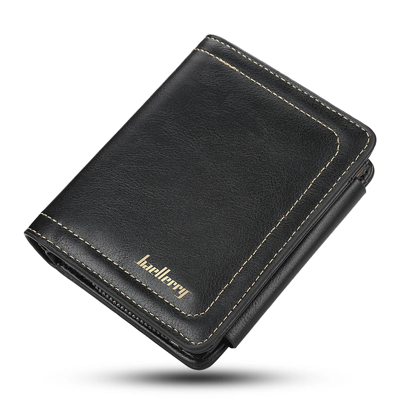 

Men's Short Solid Color PU Wallet Korean Multi-card Tri-fold Small Wallet Zip Coin Purse Fashion Casual Storage Coin Purse