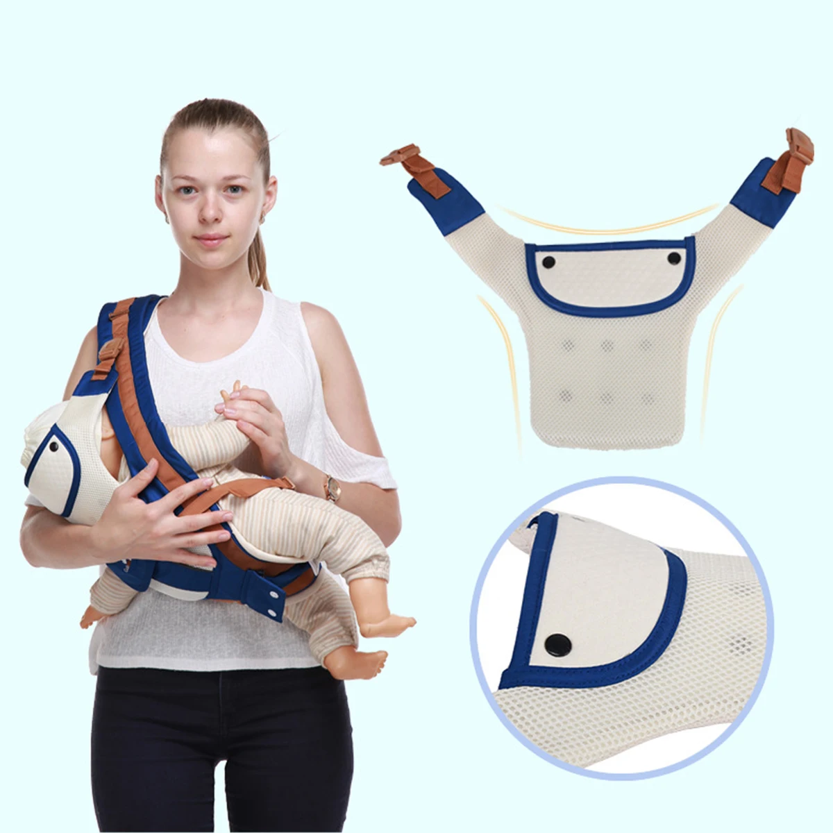 0-36M Ergonomic Baby Carrier Infant Baby Hipseat Carrier Front Facing Ergonomic Kangaroo Baby Wrap Sling for Baby Travel
