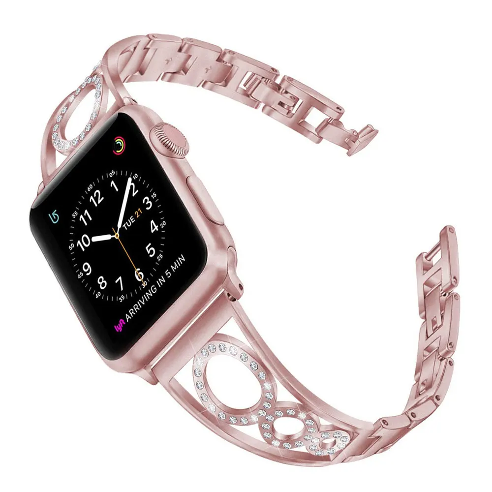 Блестящий Алмазный ремешок для часов Apple Watch Series 4 3 2 1 ремешок блестящие круглые наручные часы ремешок для iWatch 38 мм 42 мм 40 мм 44 мм браслет