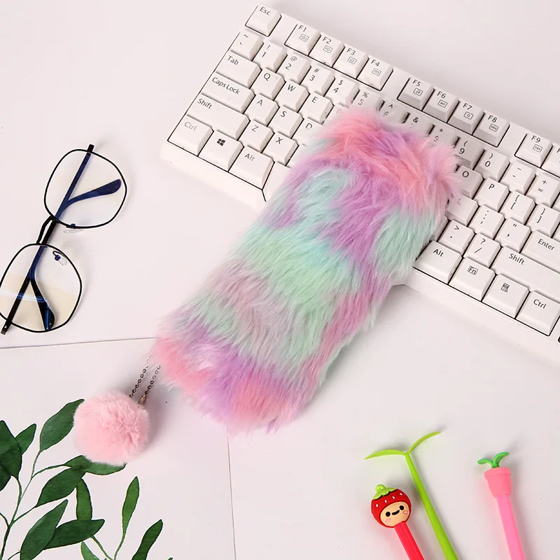 Плюшевый чехол-карандаш с милым радужным холстом для школы kawaii estuche para lpices для девочек trousse scolaire cartuchera lapices astuccio