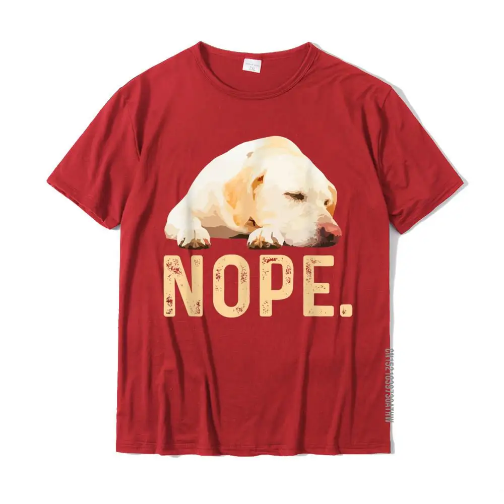 Printed On Faddish Print Tees Crew Neck Summer/Autumn Cotton Fabric Short Sleeve T Shirt for Men Casual T Shirts Nope Lazy Labrador Retriever Dog Lover Gift T-Shirt__MZ18755 red