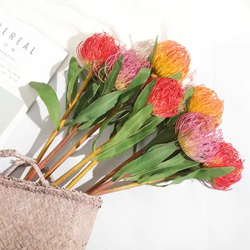 

Imitation Flowers European Style Single Bottle Pincushion Wedding Decorative Orange Indoor Plant Home Decoration Artificial Flow