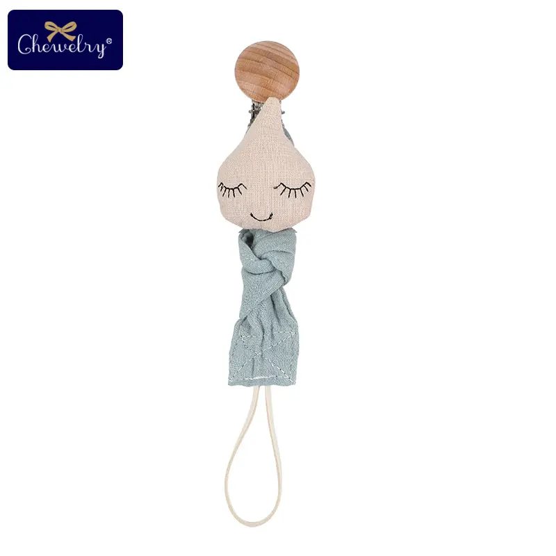 1pc Baby Dummy Pacifier Chain Clip Cotton Cloth Plush Dolls Animal Toys Wooden Nipples Holder Newborn Toy Feeding Teether Goods