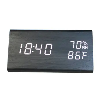 

Lightweight Wood Dual Display Thermometer Humidity Sensor White LED Energy Saving Clock