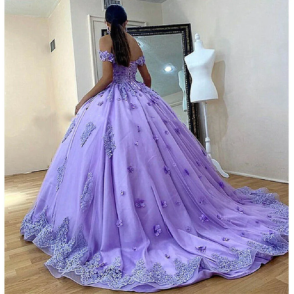 

Платье Quinceanera с открытыми плечами, бальное платье, атласное Великолепное вечернее длинное платье для 16-летнего выпусквечерние вечера