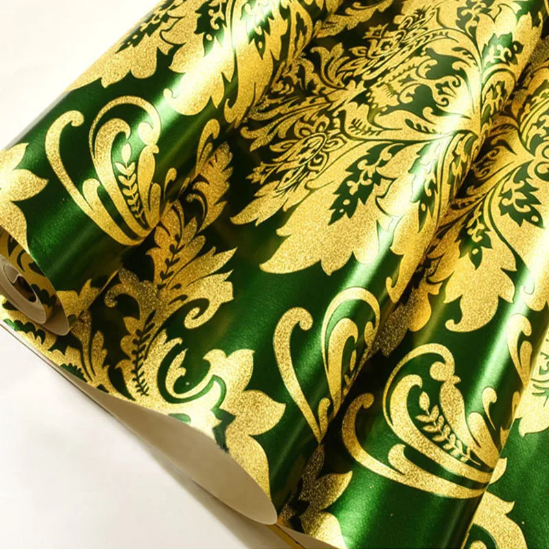 ТВ Европейская Золотая Дамасская настенная бумага роскошный видео настенный фон домашний декор настенная бумага для спальни 3d Золотая фольга настенная бумага
