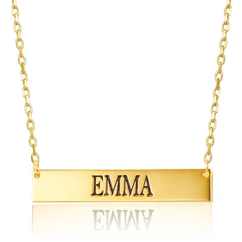 

New Personalized Jewelry Gifts Stainless Steel Engraving Rectangle Name Necklace Customized Nameplate Necklaces Birthday Gift