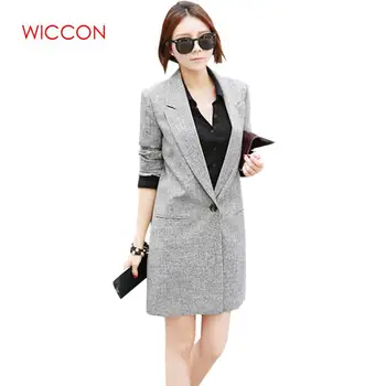 

2020 Hot Selling Spring Women Casual Long Thin Blazers Coats Notched Collar Full Sleeve Single Button Fashion Cardigans