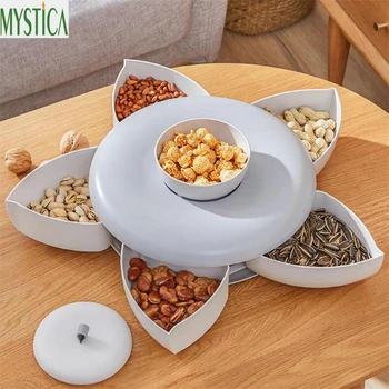 

Flower Petal-Shape Candy Storage Box Nordic Creative living room Rotary Food Storage Holder Home Snack Nut dried Fruit Organizer