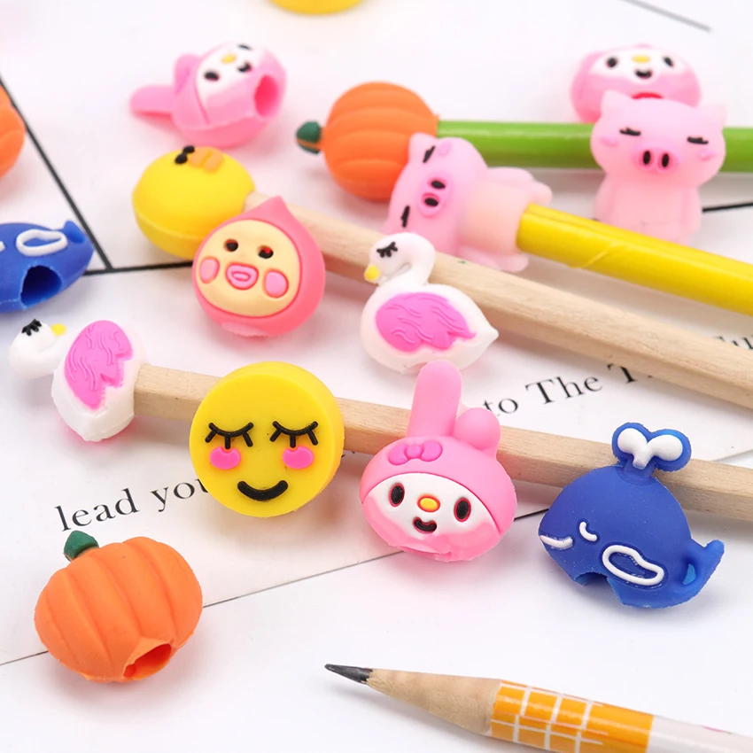 

5PCS Pack Mini Multiple Styles Pencil Cover Kawaii Child Learning Stationery Gift Pencil Cap Hat