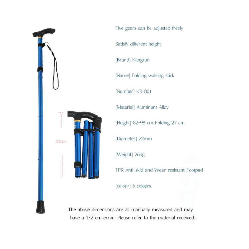 Crutches Excellent Cane Elderly Person Crutch Recovering After Surgery Folding And Telescopic Ultra-Light Four-Knuckle Stick