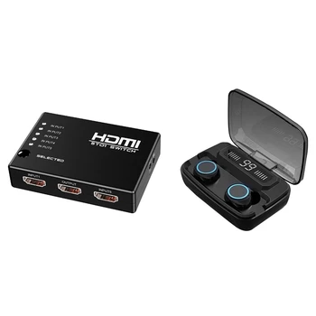 

HDMI Switcher 5 in 1 Out 1080P Switch HD Video Converter with LED Display Press 5.0 Wireless Bluetooth Headset