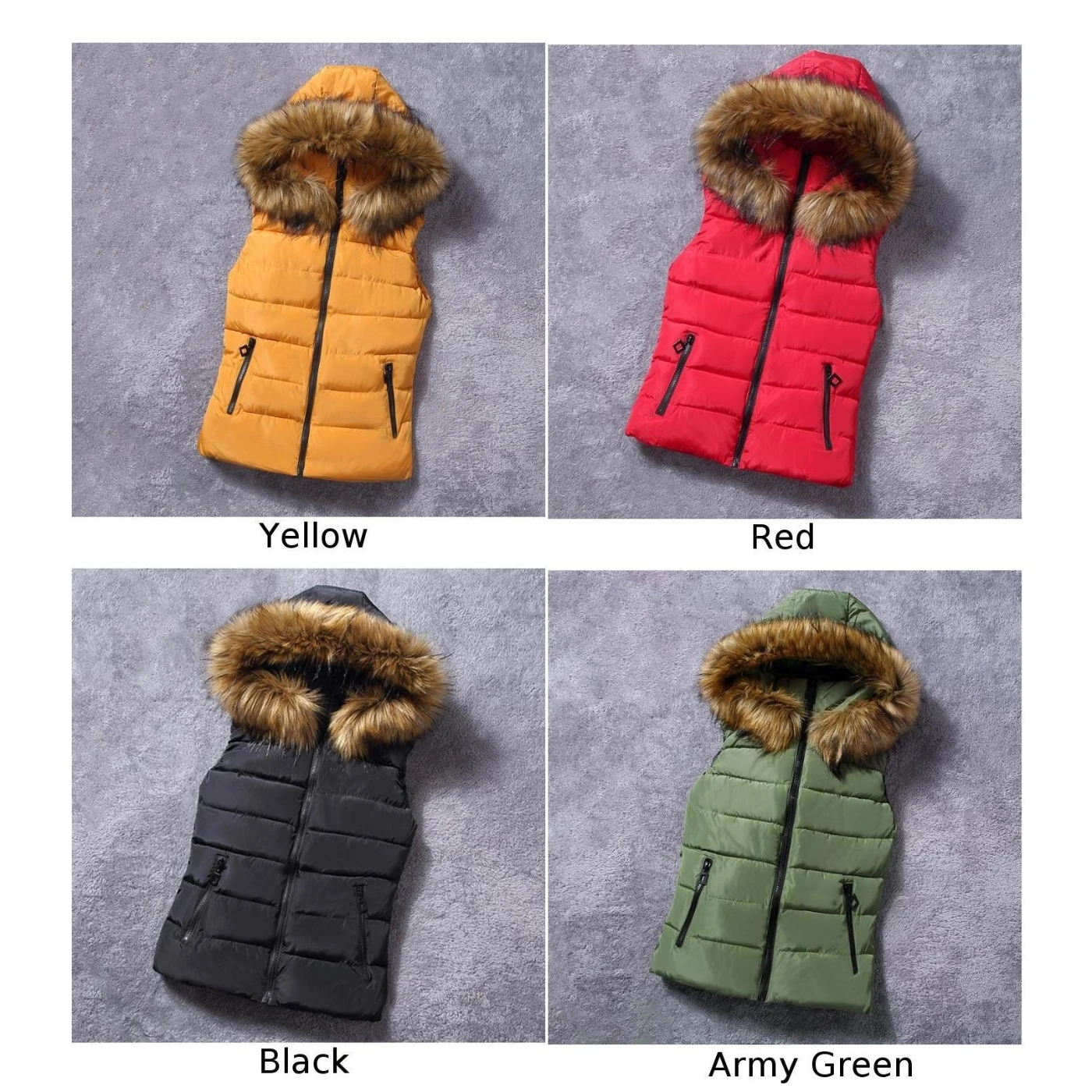 Женский жилет с капюшоном, пальто с карманами на молнии, короткое пальто, жилет, зимний теплый повседневный однотонный Модный женский тонкий Топ