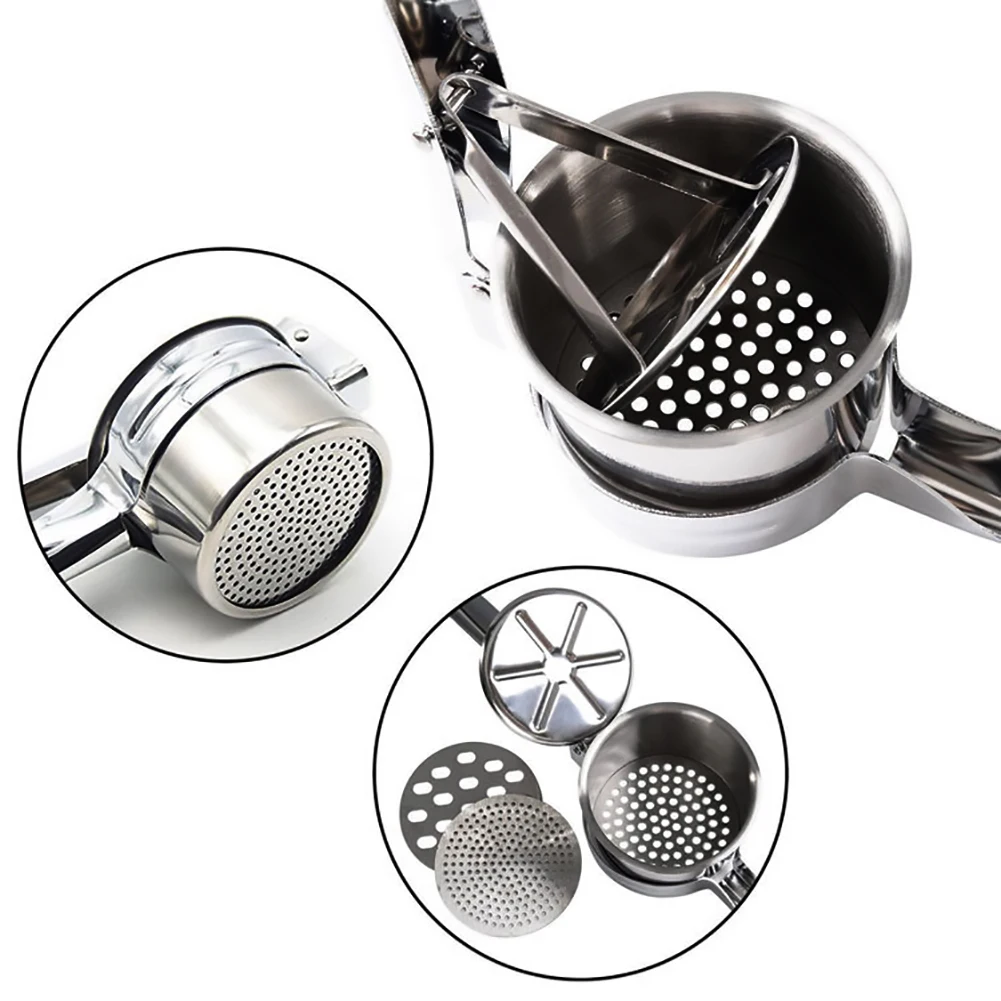 3 in 1 Stainless Steel Potato Masher Ricer Puree Fruit Vegetable Press Maker Set