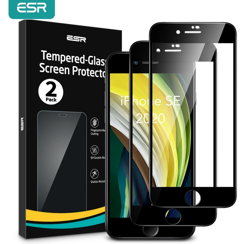 ESR 2 шт. закаленное стекло для iPhone SE 2020 защита экрана полное покрытие 8 7 6s пленка