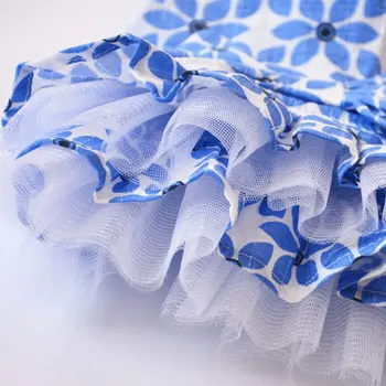 

Maple Leaf Lace Dog Skirt Fashion Pet Tutu Dress Adorable Pet Costume Puppy Summer Bow Lace Dress (Blue Size XS)