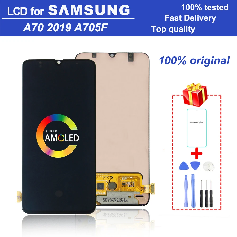 

Original Super AMOLED 6.7" A70 LCD monitor for Samsung Galaxy A70 2019 A705 A705F SM-A705F LCD digital touch screen LCD assembly