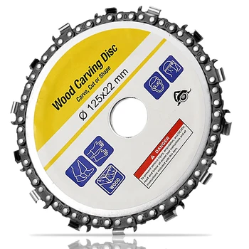 

5 Inch Wood Grinder Disc And Chain 14 Tooth Fine Abrazive Cutting Chain 125x22mm Angle Grinder Wood Carving Disc