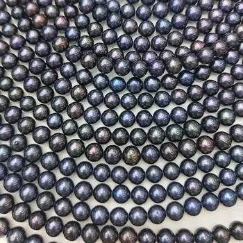 

9-10mm Freshwater natural round black pearls strand beads wholesale peacock round pearls