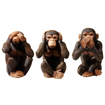 

WU CHEN LONG Creative Animals Orangutan Decor Retro Three Wise Monkeys Statue Not See Not Listen Not Say Gorilla Arts Sculpture