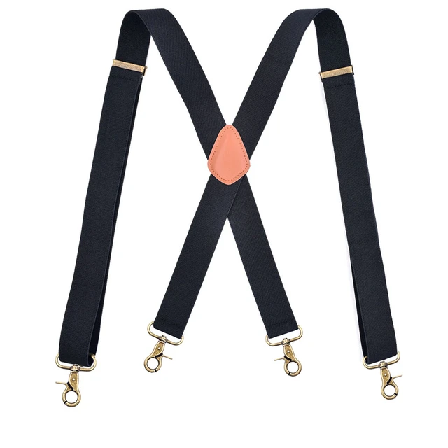 Vintage Hook Suspenders for Men Wedding 3.5cm Wide X-Black Heavy Duty Big  Tall Adjustable