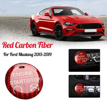 

3D Sticker Red Carbon Fiber Engine Start Stop Button Cover Trim For Ford For Mustang 2015-2019