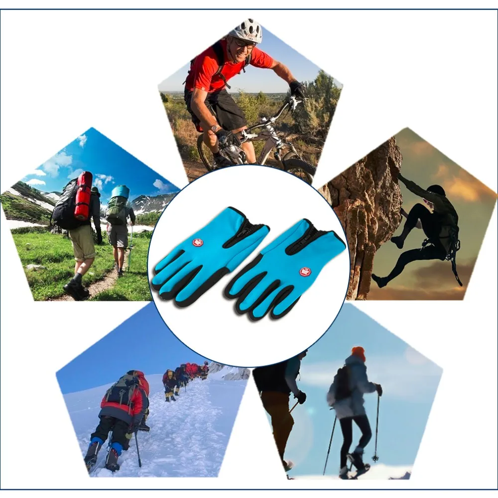 Men Women Touch Screen Winter Warm Breathable Outdoor Sport Camping Hiking Full Finger Winter Windproof Bike Gloves