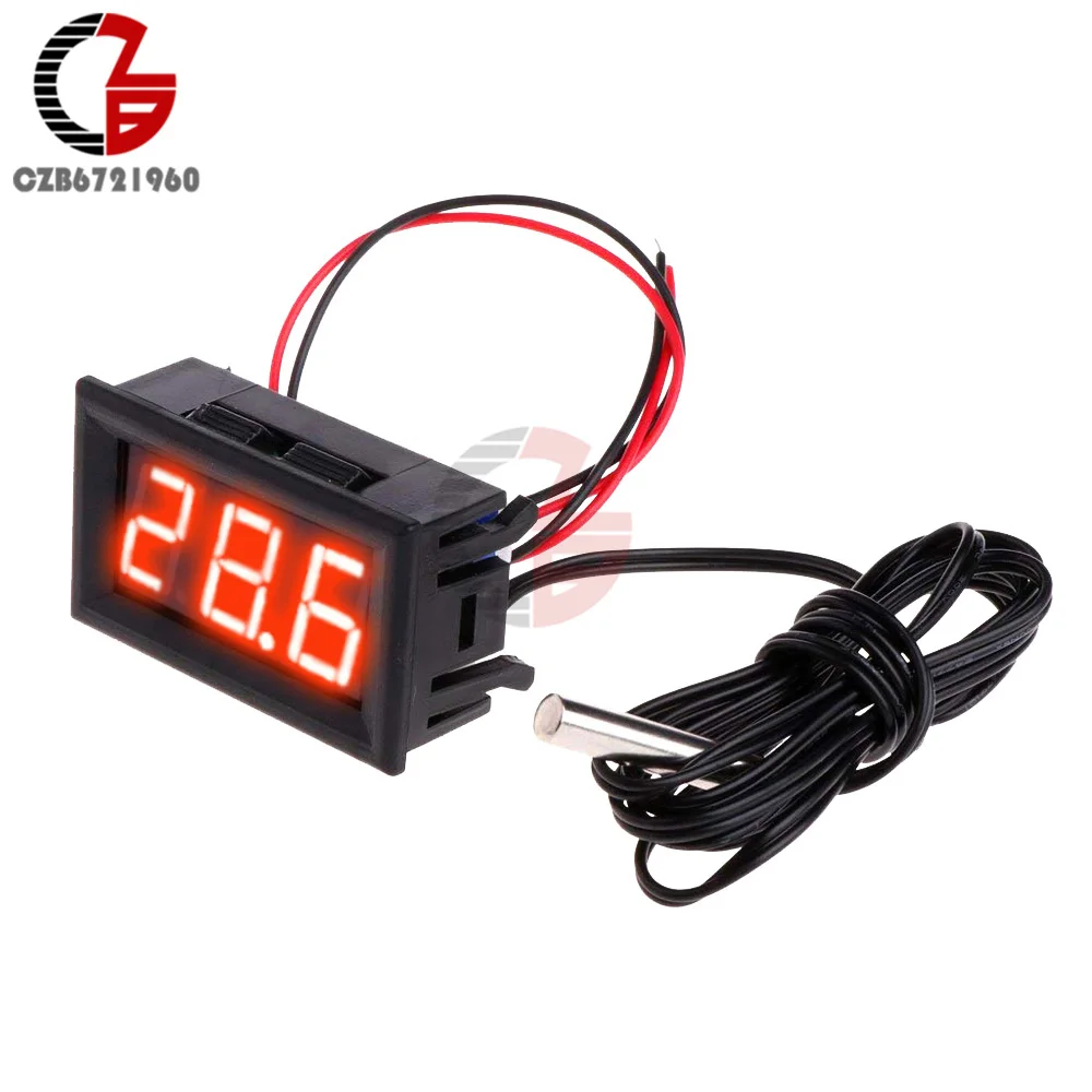 2 Wire Red 1 м двойной светодиодный дисплей цифровой термометр для холодильника холодильник, Аквариум авто датчик температуры метр детектор Тестер монитор - Цвет: 2 Wire Red