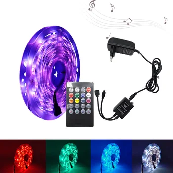 

LED Strip Light RGB 5050 2835 Music Sync LED Light Strip Waterproof 12v Sound Sensor 20Key Control RGB Tape Backlight Ribbon
