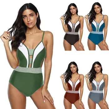 

One Piece Swimsuit Female 2020 Sexy Push Up Padded High Waist Swimwear Women Monokini High Cut Backless Bodysuits Bathing Suit