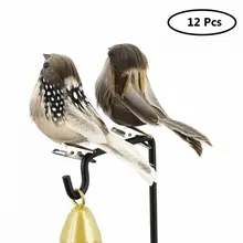 12 Pcs Artificial Foam Feather Simulation Bird with Clips for Christmas Tree Dec