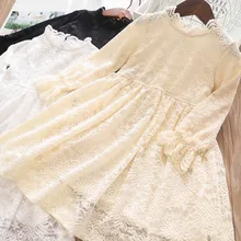 Детское платье на весну, модное мягкое кружевное платье с длинными рукавами, детская одежда для девочек