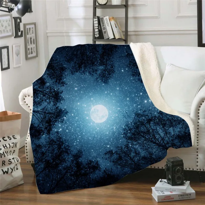 С цифровым 3d-рисунком одеяло звездное небо узор двухслойный домашний диван одеяло плюшевый флисовый плед