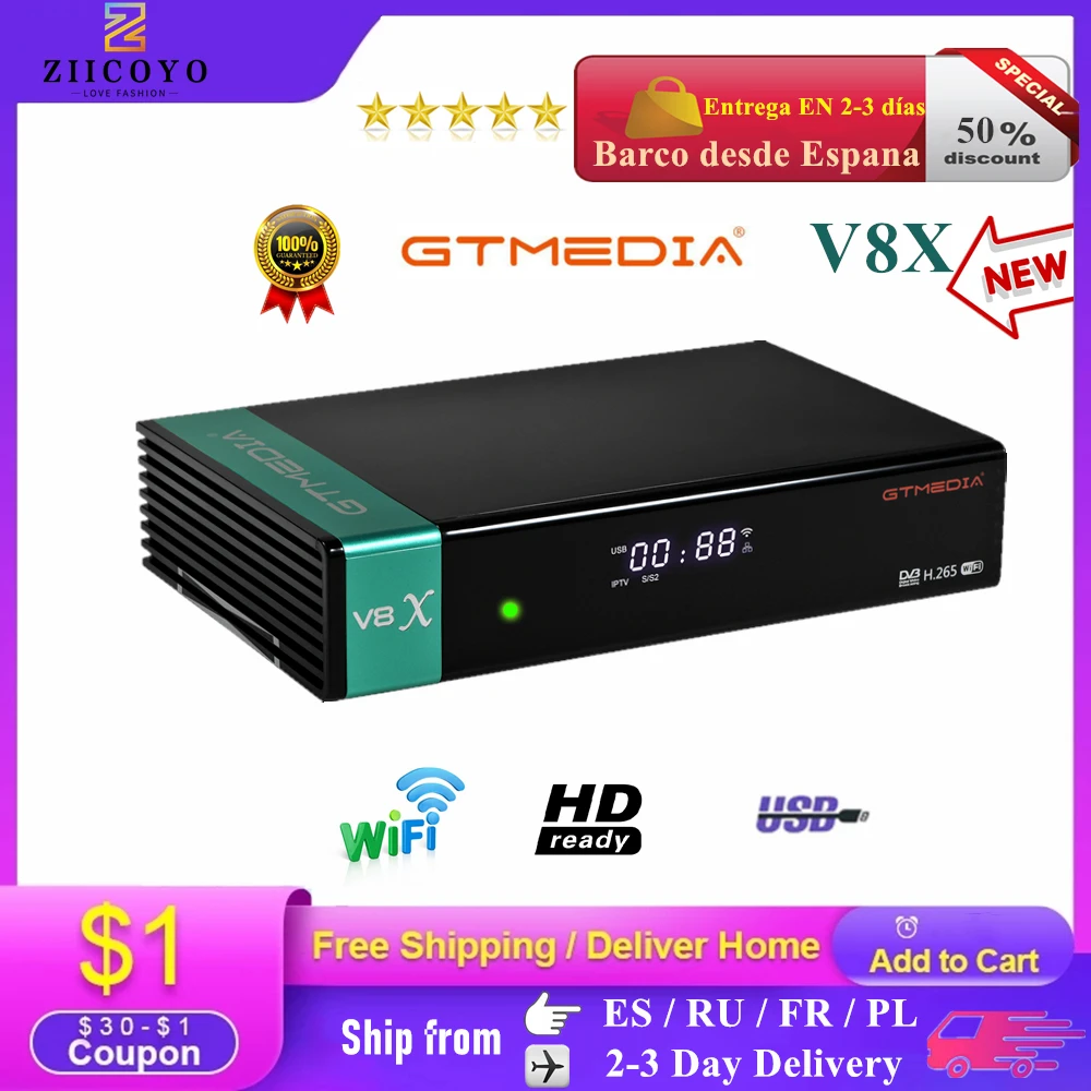 Модернизированный Gtmedia V8X приемное устройство V8 Nova / Honor мощность от Freesat V9 супер встроенный WI FI 1080P H.265 DVB s2 FTA ТВ