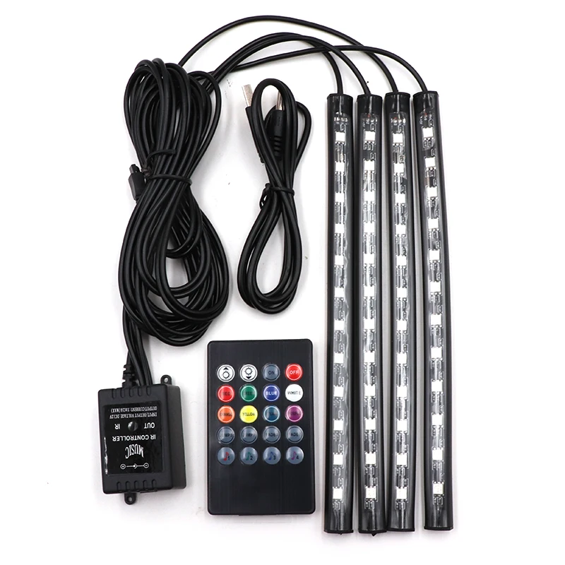 LED Car Foot Light Ambient Lamp With USB Wireless Remote Music Control Multiple Modes Automotive Interior Decorative Lights LED Car Foot Light Ambient Lamp With USB Wireless Remote Music Control Multiple Modes Automotive Interior Decorative Lights