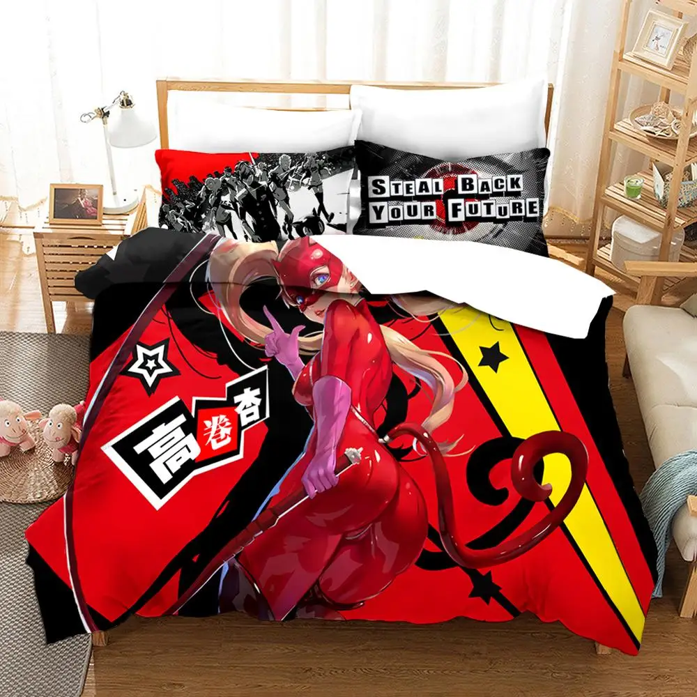 

Anime Cartoon Bedding Set PERSONA 3D Printed Duvet Cover Sets Pillow Case Comforter Cover King Size Bedclothes Bed Linen Bed Set