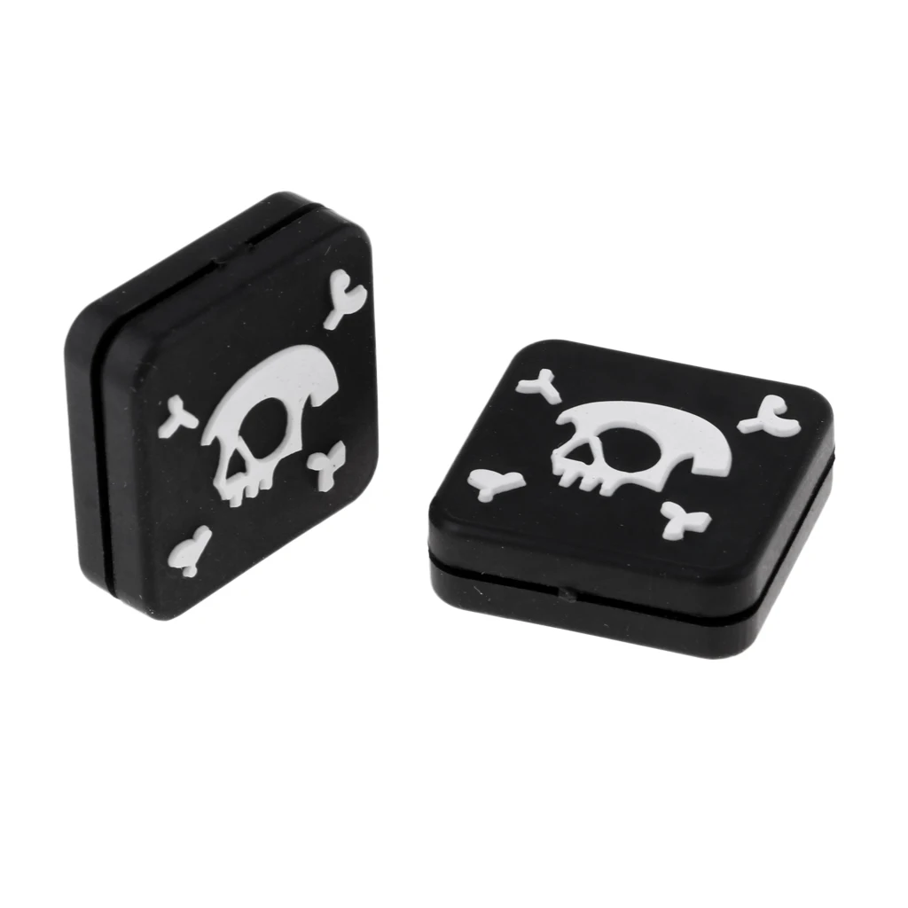 2 Pieces Cool Skull Skeleton Square Silicone Tennis Racquet Shock Absorber Vibration Dampeners - Black/Red