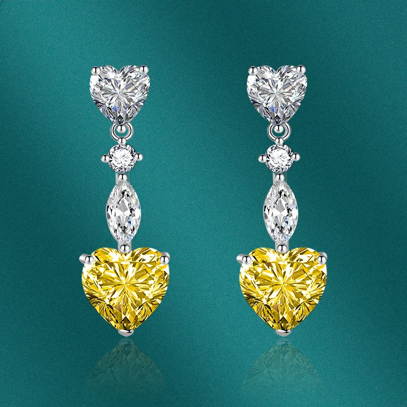 Серьги-подвески женские из серебра 925 пробы с искусственным турмалином и