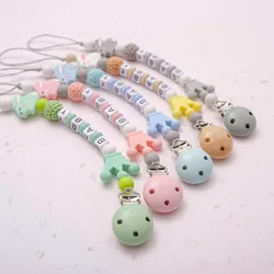 Bebé chupete Clip de cadena infantil muñeco de Crochet perlas de silicona conejo Cadena de chupete titular de la cadena de chupete Clips recién nacido juguete