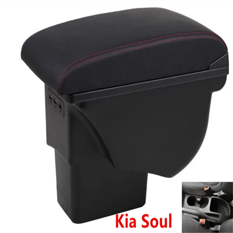 

For Kia Soul Armrest Box Leather Car Interior Parts Center Console Armrest Box Auto Armrests Storage with USB
