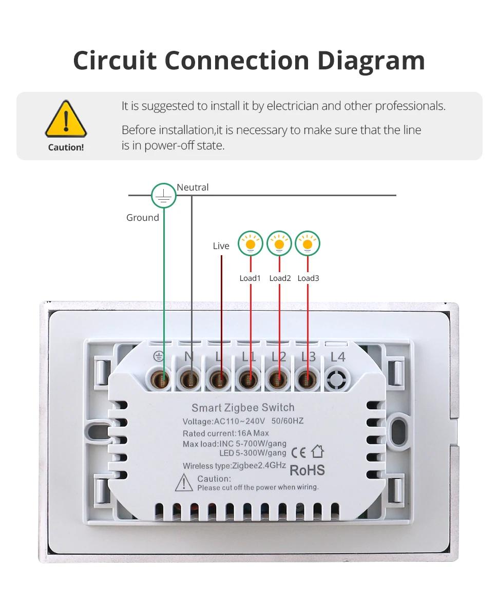 Zemismart tuya zigbee interruptor de luz de